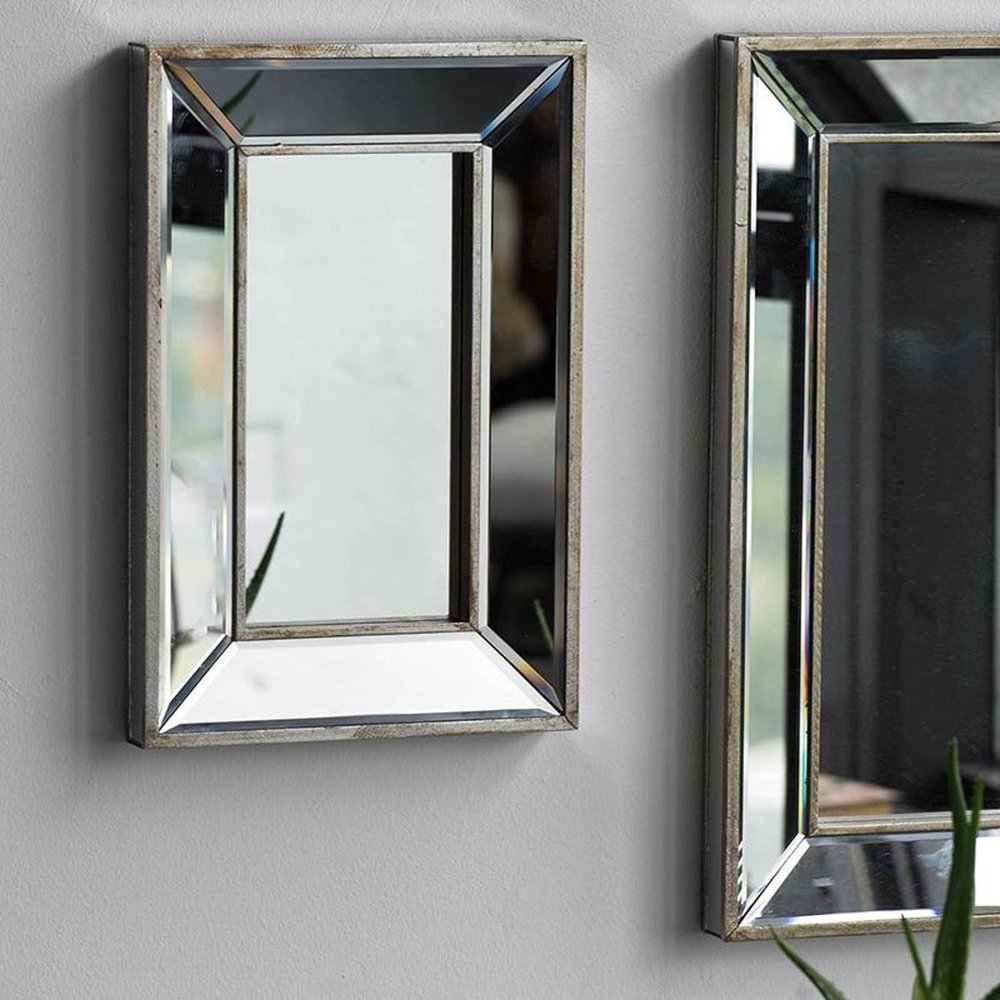18" Silver Beveled Glass Framed Accent Mirror