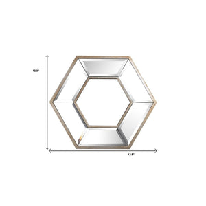 12" Silver Wood Hexagon Framed Accent Mirror