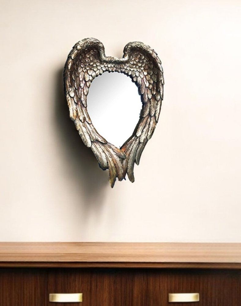 22" Antiqued Gold Heart Resin Framed Accent Mirror