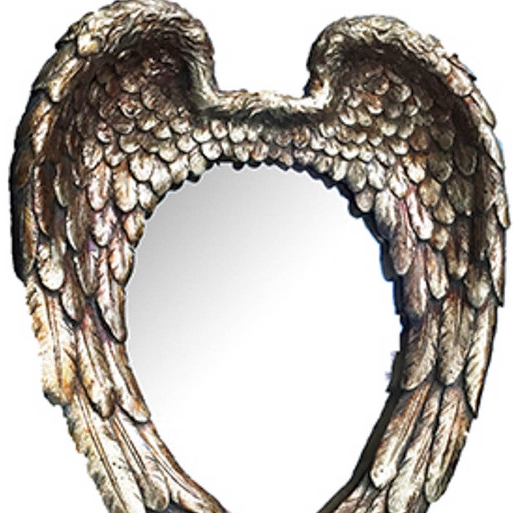 22" Antiqued Gold Heart Resin Framed Accent Mirror