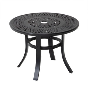 24" Black Rounded Metal Outdoor Bistro Table with Umbrella Hole