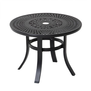 24" Black Rounded Metal Outdoor Bistro Table with Umbrella Hole