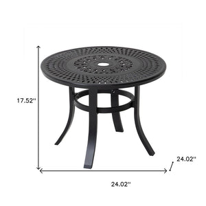 24" Black Rounded Metal Outdoor Bistro Table with Umbrella Hole