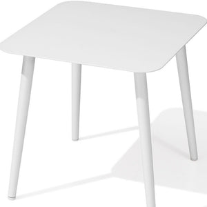 16" White Square Metal Outdoor Side Table