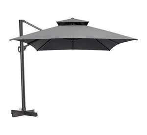 13' Gray Polyester Rectangular Tilt Cantilever Patio Umbrella with Stand