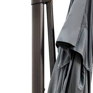 13' Gray Polyester Rectangular Tilt Cantilever Patio Umbrella with Stand