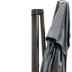 13' Gray Polyester Rectangular Tilt Cantilever Patio Umbrella with Stand