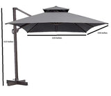 113" Dark Gray Polyester Rectangular Tilt Cantilever Patio Umbrella With Stand