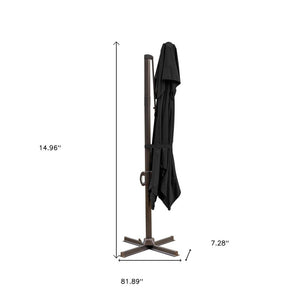 10' Black Polyester Square Tilt Cantilever Patio Umbrella with Stand