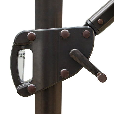 10' Dark Gray Polyester Square Tilt Cantilever Patio Umbrella With Stand