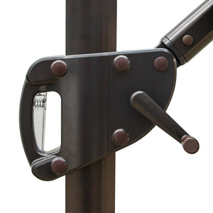 10' Tan Polyester Square Tilt Cantilever Patio Umbrella With Stand