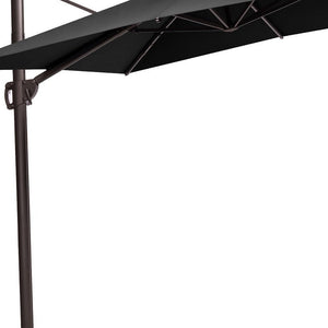 11' Black Polyester Round Tilt Cantilever Patio Umbrella with Stand