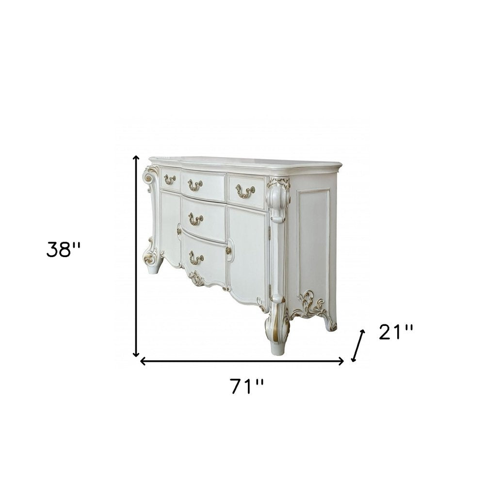 38" Pearl Wood Two Door Five Drawer Combo Dresser