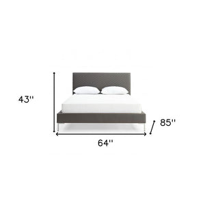 Dark Gray Faux Leather Queen Bed Frame