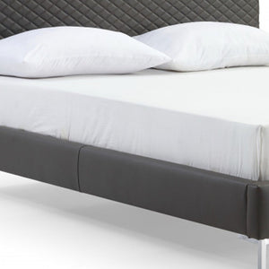 Dark Gray Faux Leather Queen Bed Frame
