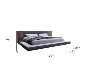 Brown and Gray Wood Upholstered King Bed Frame