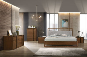 Brown and Gray Wood Tufted Upholstered Queen Bed Frame