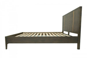 Brown and Gold Wood King Bed Frame