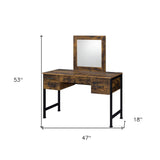 47" Black Mirrored Vanity Table with Mirror With Four Drawers
