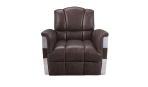 35" Brown Top Grain Leather Patchwork Club Chair