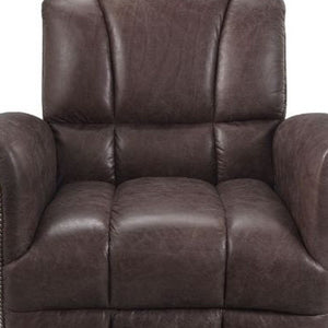 35" Brown Top Grain Leather Patchwork Club Chair