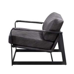 28" Gray and Steel Blue Top Grain Leather Arm Chair