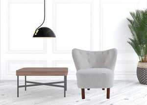 31" White and Brown Sherpa Polka Dots Wingback Chair