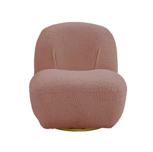 32" Pink and Brown Sherpa Swivel Slipper Chair