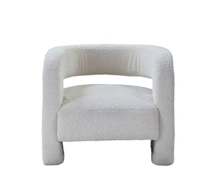 32" White Sherpa Barrel Chair