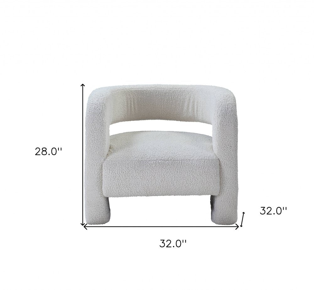 32" White Sherpa Barrel Chair