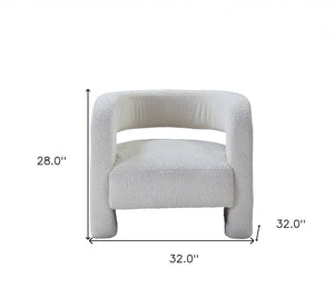 32" White Sherpa Barrel Chair