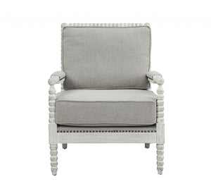 35" Gray and White Linen Club Chair