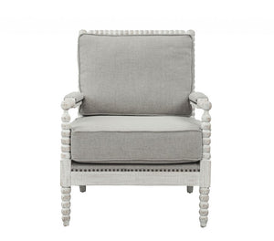35" Gray and White Linen Club Chair