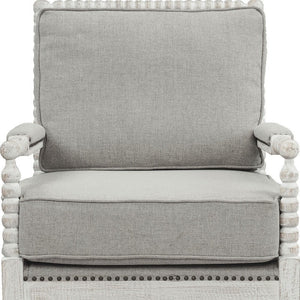35" Gray and White Linen Club Chair