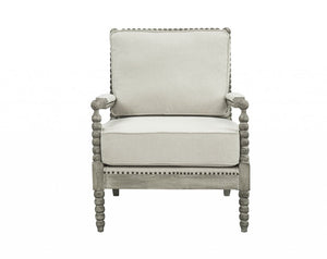 35" Beige and Gray Linen Club Chair