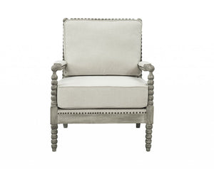 35" Beige and Gray Linen Club Chair