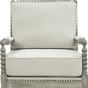 35" Beige and Gray Linen Club Chair