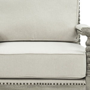 35" Beige and Gray Linen Club Chair