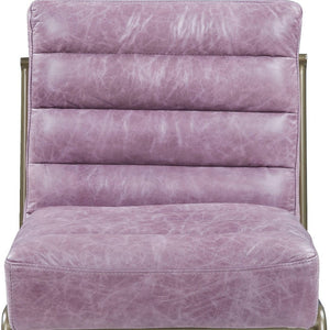 22" Wisteria and Steel Blue Top Grain Leather Ikat Side Chair