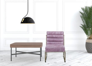 22" Wisteria and Steel Blue Top Grain Leather Ikat Side Chair