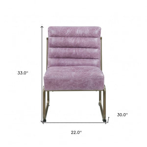22" Wisteria and Steel Blue Top Grain Leather Ikat Side Chair