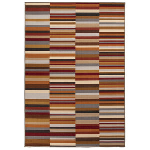 5' X 8' Gray Orange And Red Striped Washable Indoor Outdoor Area Rug