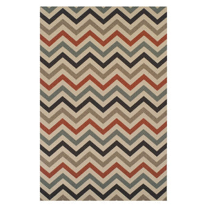 5' X 8' Stone Chevron Stain Resistant Indoor Outdoor Area Rug