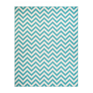 5' X 8' Blue-Green/Cream Chevron Stain Resistant Indoor Outdoor Area Rug