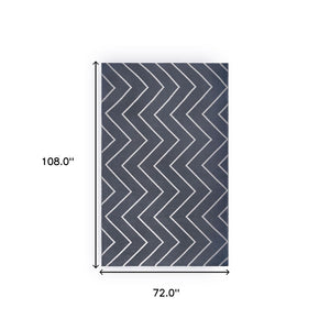 6' X 9' Grey Waves Stain Resistant Indoor Outdoor Area Rug