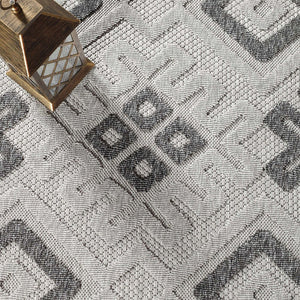 6' X 9' Slate Geometric Stain Resistant Non Skid Indoor Outdoor Area Rug