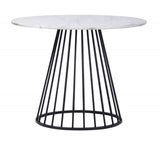 43" White And Black Rounded Metal Pedestal Base Dining Table