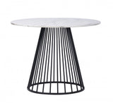 43" White And Black Rounded Metal Pedestal Base Dining Table