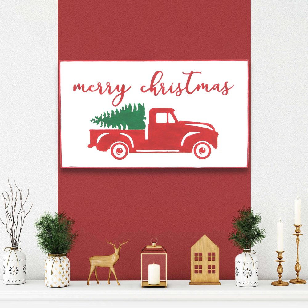 14" X 23" White and Red Handcrafted Merry Christmas Metal Wall Decor