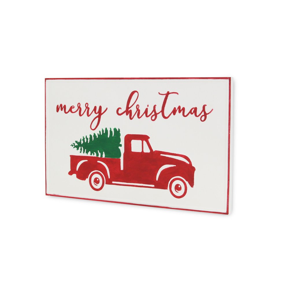 14" X 23" White and Red Handcrafted Merry Christmas Metal Wall Decor